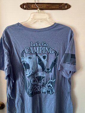 Nine Line T Shirt  Let's Go Camping Bear Snake Bat Graphic 2X Large Blue 2 XL #1